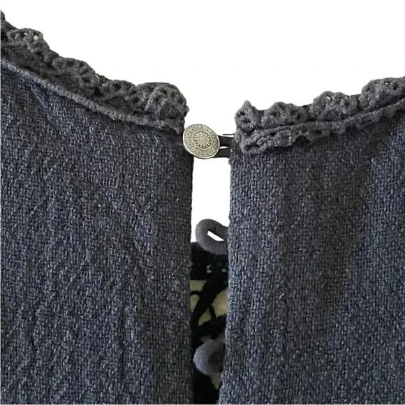 FREE PEOPLE BLACK SLEEVELESS COTTON LINED LACE A- LINE EMBROIDERED DRESS SZ S - Picture 8 of 14